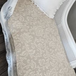 Refurbished Vintage Cane Chaise Chair And Side Table