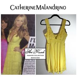 Catherine Malandrino Pleated Silk Knit “Canary” Dress  ASO Serena Van Der Woodsen