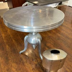Round Metal Sliver End Or Side Table 