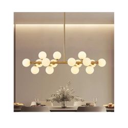 Glass Globe Chandelier 16-Light Mid Century Modern Light Fixture Gold GC-02