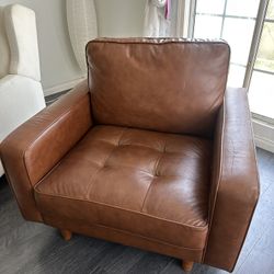 Brown Faux Leather Armchair 