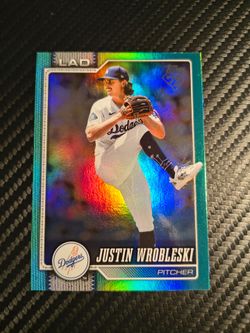 Justin Wrobleski 2026 Topps Series 2 Aqua Holofoil Los Angeles Dodgers 391