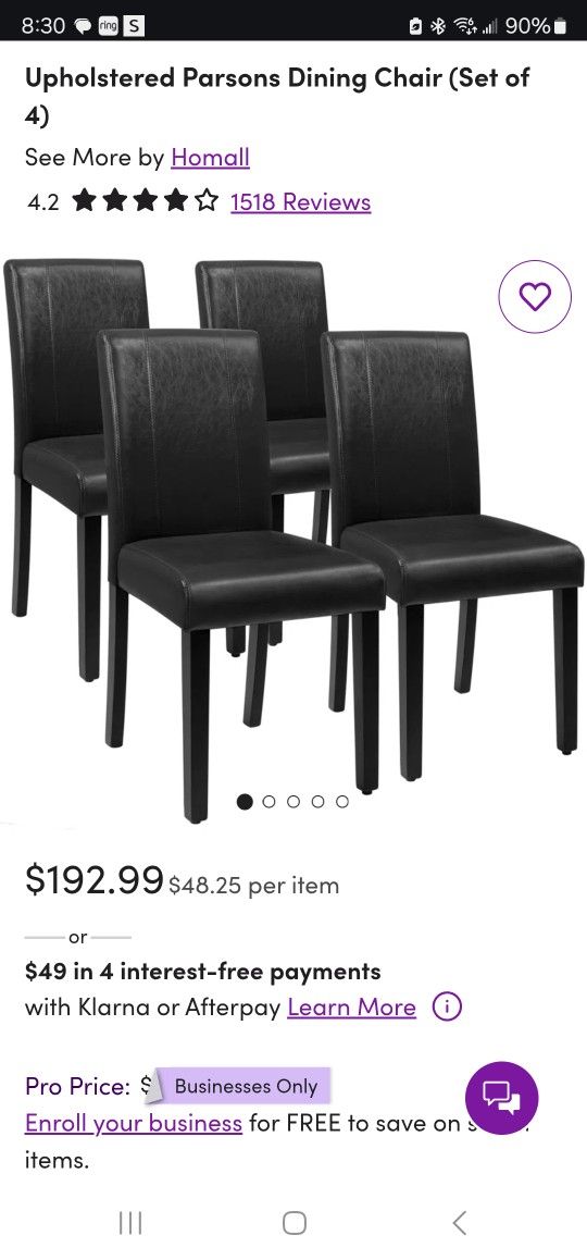 4 Leather Chairs NEW