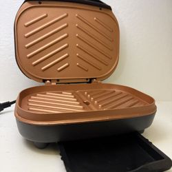Brentwood TS-606BK Electric Panini Maker Grill Black Copper Removable Drip Tray