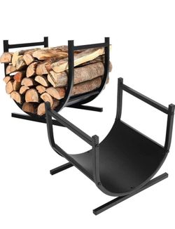 Black metal fire wood rack