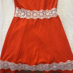 Orange And White Lace Summer Dress, 15$