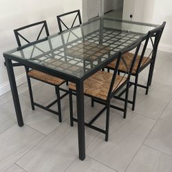 Glass Top Dinner Table and 4 Chairs