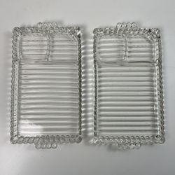 Vintage Glass Snack Tray Set Of 2