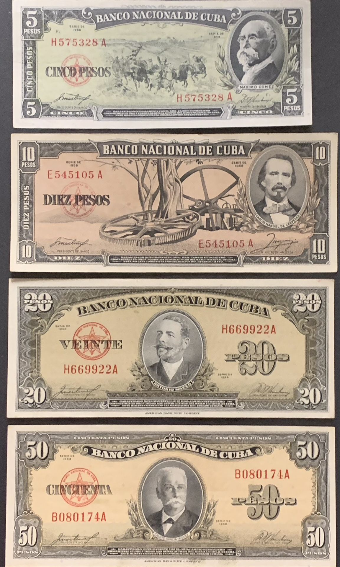 Billetes De Cuba de 1958(4)