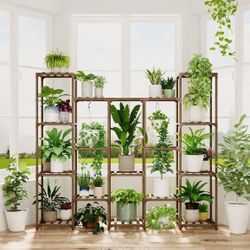 Large Hanging Plant Stand Indoor Tall Plant Shelf Outdoor 14 Pots Large Plant Rack for Living Room Patio