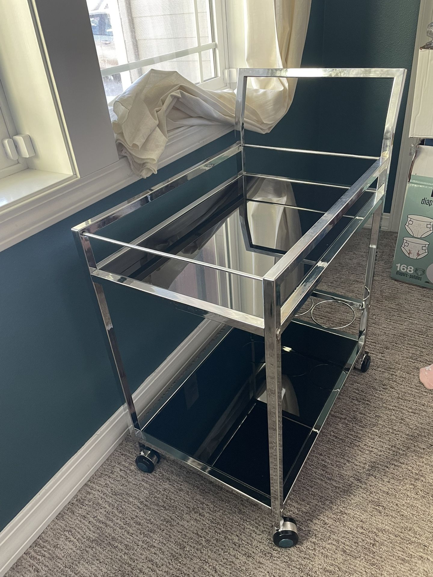 Beautiful Glass And Chrome Bar Cart