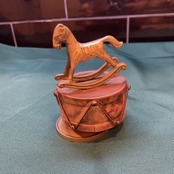 Vintage Horse Brass/copper Music Box With Drum Base 