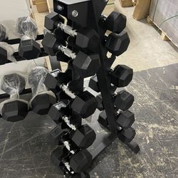 Dumbbell Rack With Dumbbells 5-30lbs