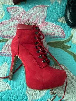 Red heel boots