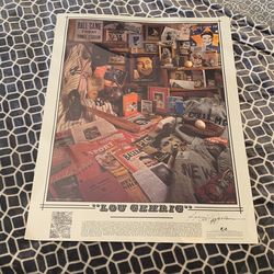 Lou Gehrig Poster Signed By Reggie jackson