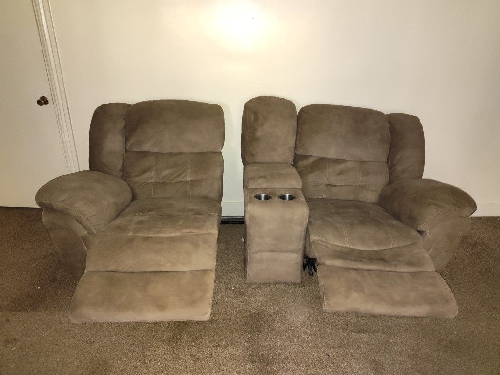 Two Piece Recliner Separate Or Put Together. Used Needs Love But Comfortable. Manually Lift To Recline