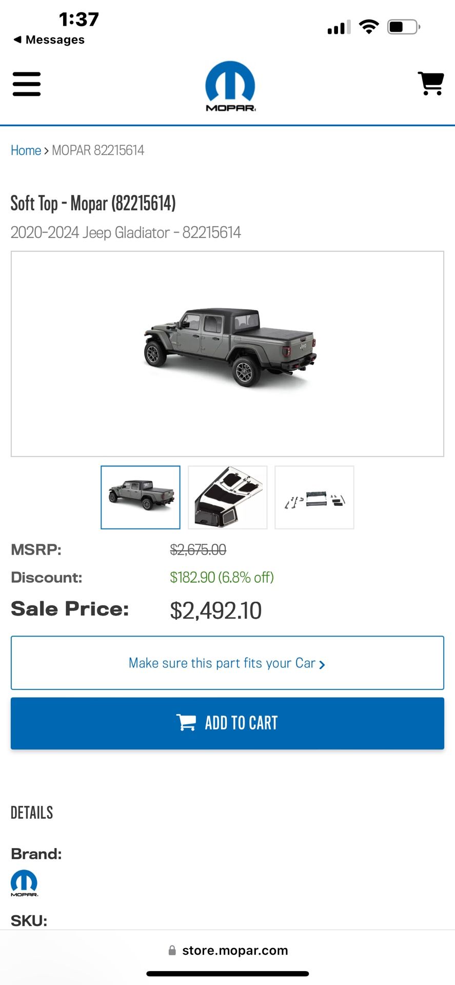 2023 jeep mojave gladiator OEM soft top