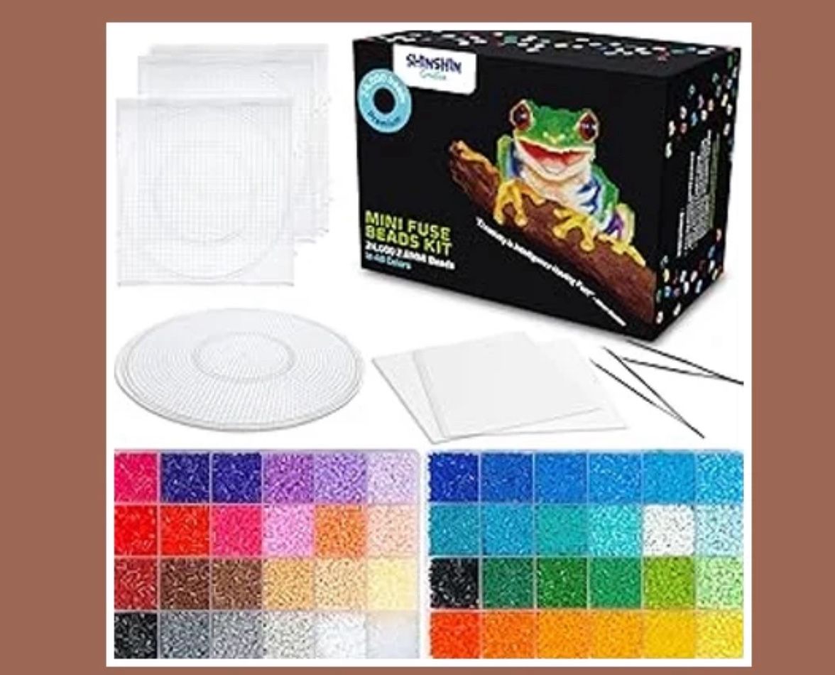 Mini Fuse Beads Kit – 24,000pcs 2.6mm Beads, 48 Colors & Pegboards