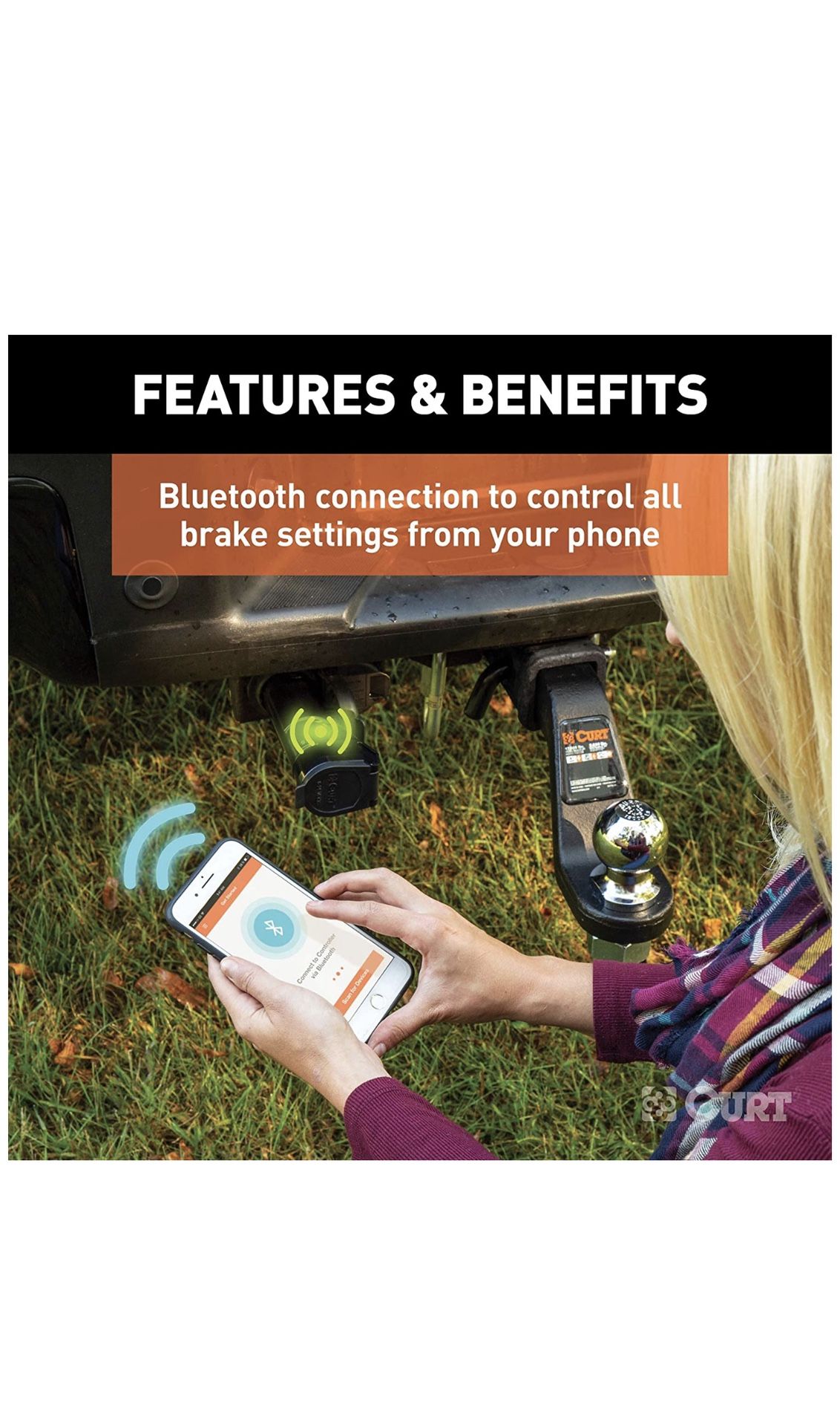 CURT 51180 Echo Mobile Electric Trailer Brake Controller w/BluetoothEnabled Smartphone
