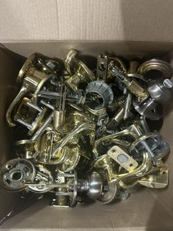 Bulk Lot of Brass and Silver Door Knobs and Lever Handles