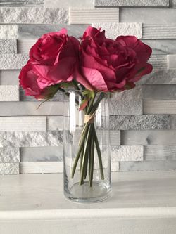 New Faux Rose Floral With Vase