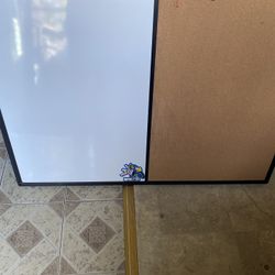 Magnetic Dry-Erase Whiteboard/Cork Bulletin Board, 47" x 35" X 1”, Black Frame