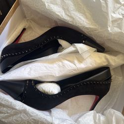 Christian Louboutin Duvette Spikes 85 Black Nappa Size 38 - Brand New With Box