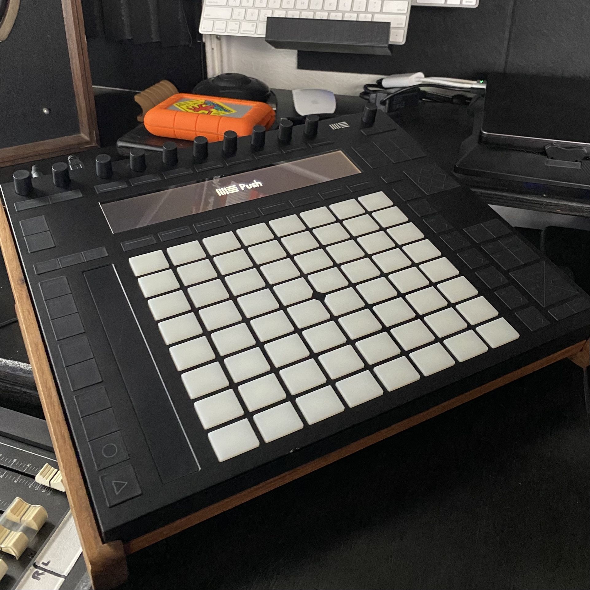 Ableton Push 2 With Custom Walnut Stand & Dust Cover