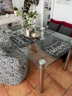 Modern glass dining table