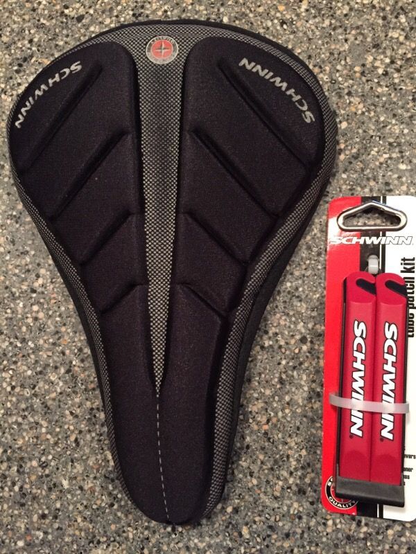 SCHWINN GEL COMFORT SEAT COVER and New Tube PATCH KIT, Bike Tire Repair