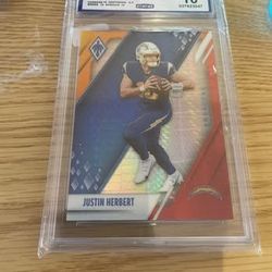 Justin Herbert Gem Mint 10 202 Panini Chargers Phoenix Fire Burst #70 slab football card
