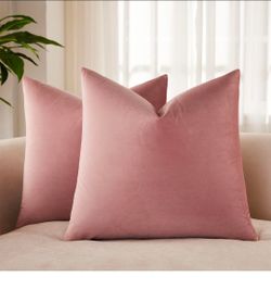 Decorative Velvet Throw Pillow Covers 20x20 Set of 2,Pink Purple
for Couch Bed Sofa Chair Living Room Bedroom,Luxury Modern Home Decor,Invisible Zippe
