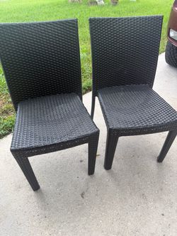 Black Wicker Outdoor Dining Chairs – Set of 2