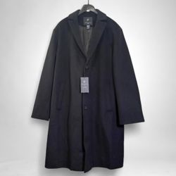 3XL Long Black Wool Coat