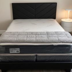 QUEEN Size Bed Frame With Mattress New Bedroom Furniture BED Set Queen Mattress + BOXSPRING + Platform Bed Frame And Headboard 