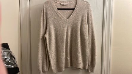 Women’s Beige Sequin Sweater - L