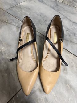 Two-Tone Pointed Toe Heels with Ankle Strap