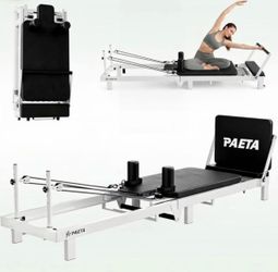 86" Foldable Reformer Pilates Machine for Home Use, with Dual Resistance- Springs and Cords, Pilates Equipment for Home Workouts with Jump Board, Up t