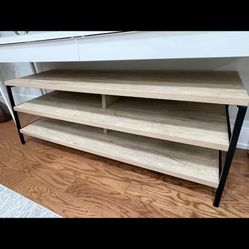 3 tier entertainment unit / TV stand light colored wood table