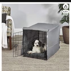 New World Double Door Dog Cage Pet Crate Kit Includes One Two-Door Crate, Matching Gray Bed &Gray Crate Cover