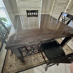 Counter Height Dining Table With 4 Chairs & Bench