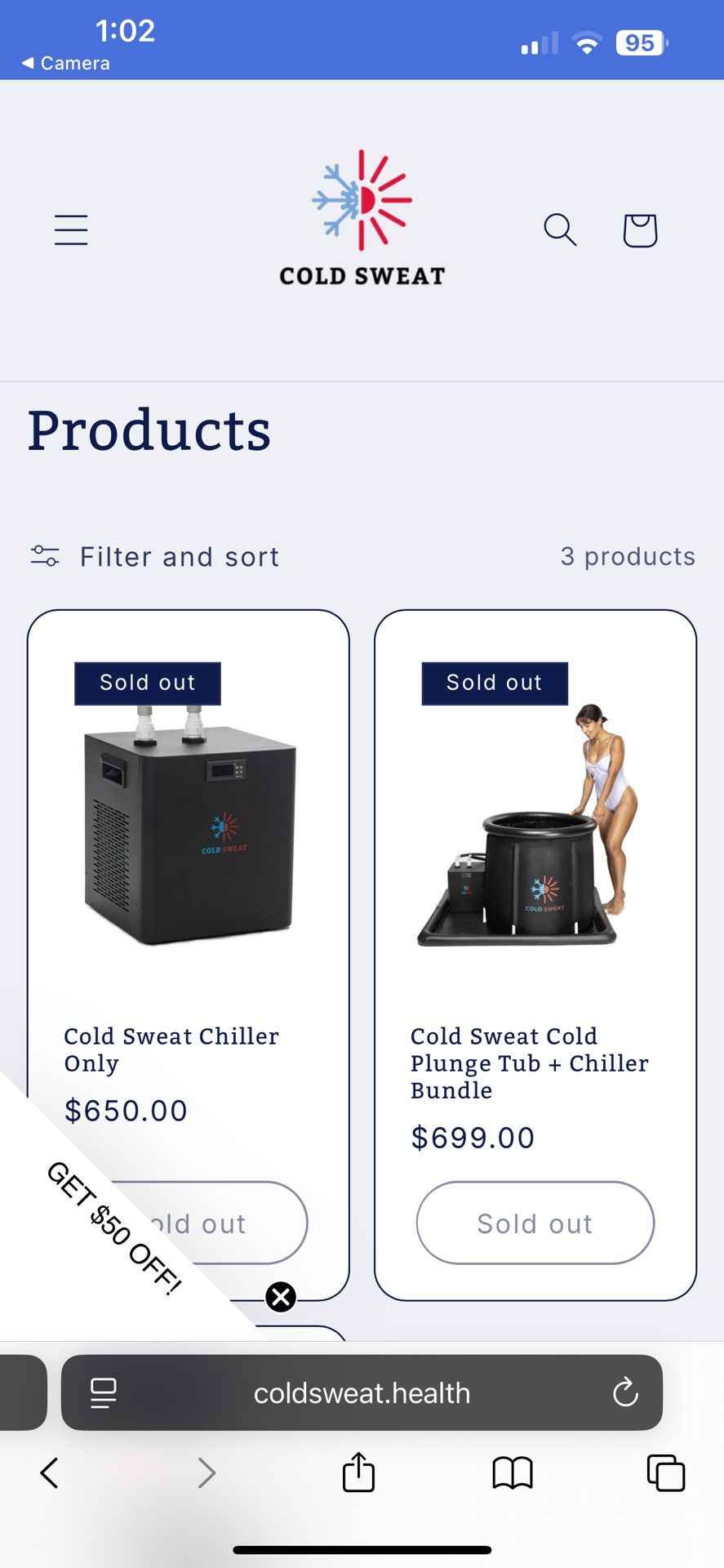 Cold sweat Chiller And Tub.