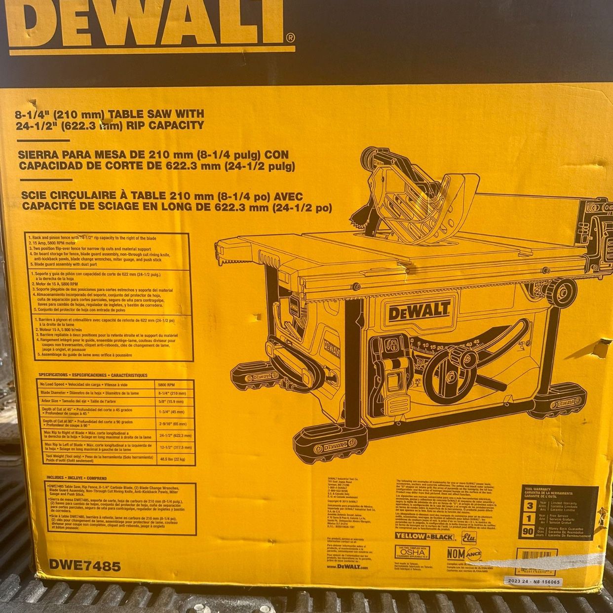 Dewalt New 81/4” Table Saw 