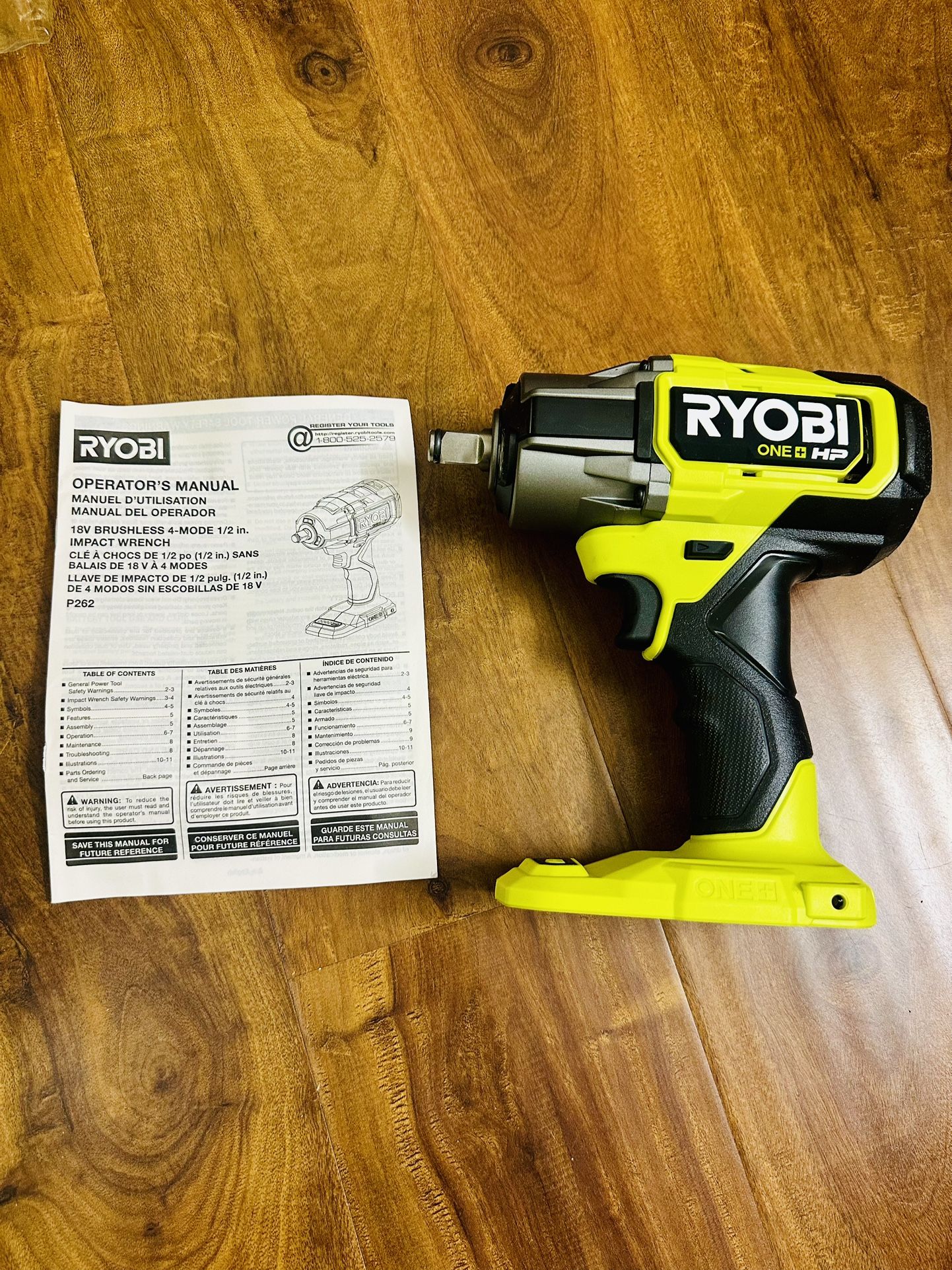 RYOBI Model P262 18V ONE+ HP Brushless 4-Mode 1/2" Impact Wrench New condition