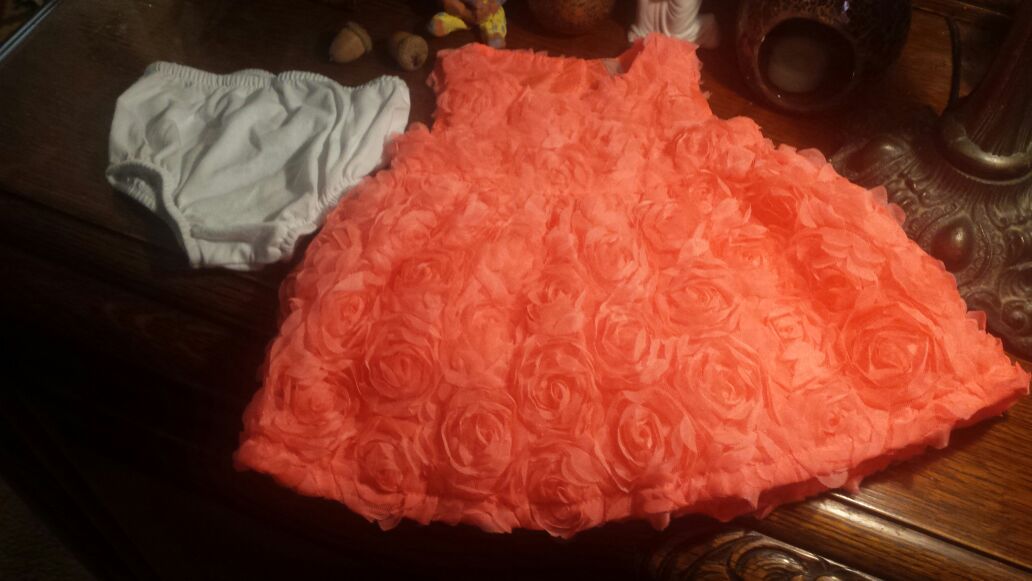 Cherokee Baby Girl's Dress-Up Dress Sleeveless Dark Peach with Flowers Size 3-6 Months