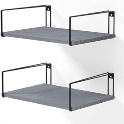 Wide Floating Shelves, Rustic Wood Wall Shelves Set of 2,