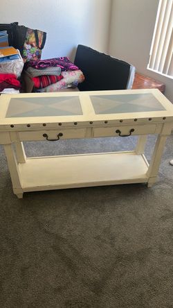 Long table with shelf at bottom