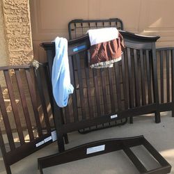 Mahogany color crib from babys r us with mattress and changing table attachment for dresser OBO moving sale Saturday Jan 13