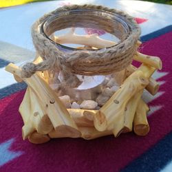 Handmade Cedar Candle Holder/Weddings
