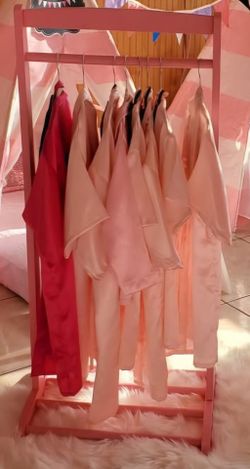 Pink Wood Kids Clothes Rack